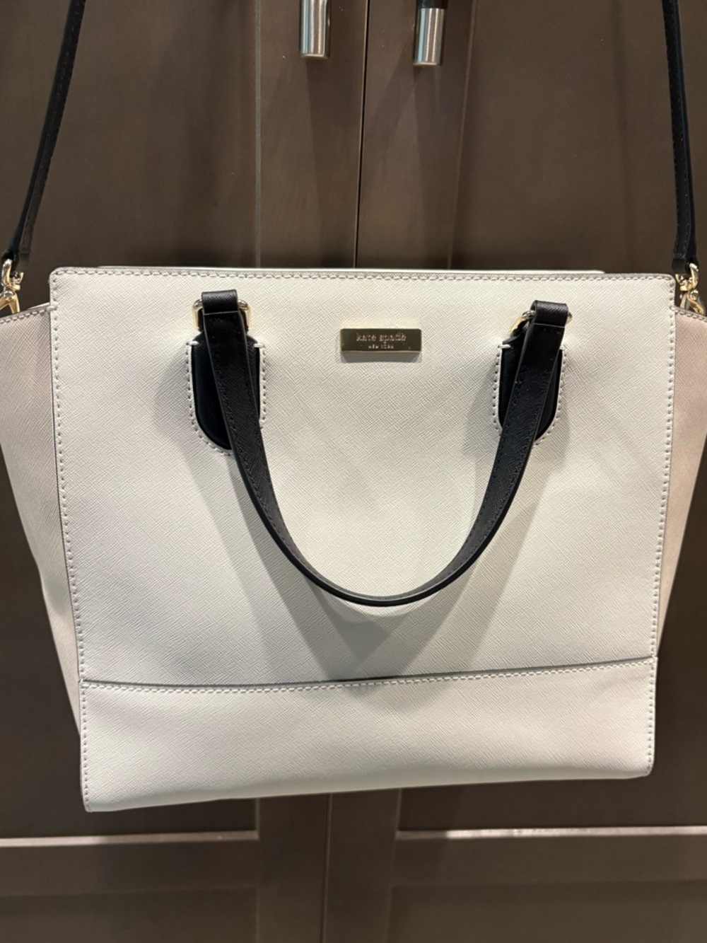 Kate Spade White, Beige & Black Tote Crossbody Bag - Picture 3 of 14